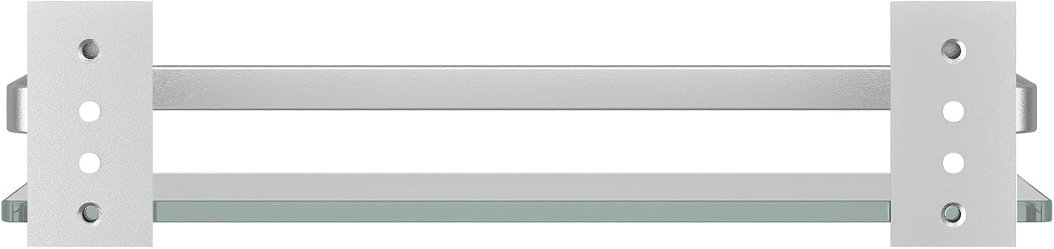 Danpoo Clear Tempered Glass Wall Shelf, Wall-Mounted Organizer for Bathroom, Kitchen(Matte Silver)