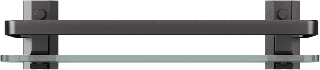 Danpoo Clear Tempered Glass Wall Shelf, Wall-Mounted Organizer for Bathroom, Kitchen(Matte Black)