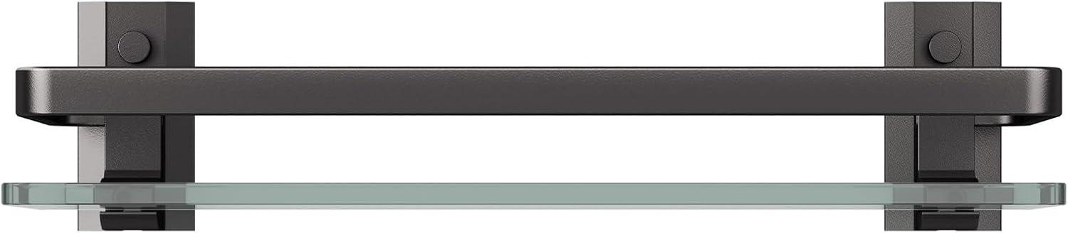Danpoo Clear Tempered Glass Wall Shelf, Wall-Mounted Organizer for Bathroom, Kitchen(Matte Black)