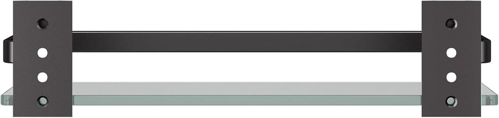 Danpoo Clear Tempered Glass Wall Shelf, Wall-Mounted Organizer for Bathroom, Kitchen(Matte Black)