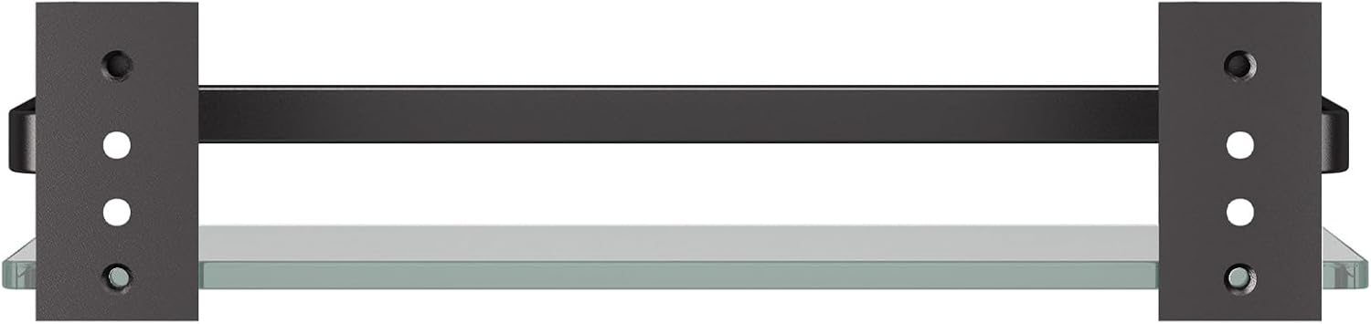 Danpoo Clear Tempered Glass Wall Shelf, Wall-Mounted Organizer for Bathroom, Kitchen(Matte Black)