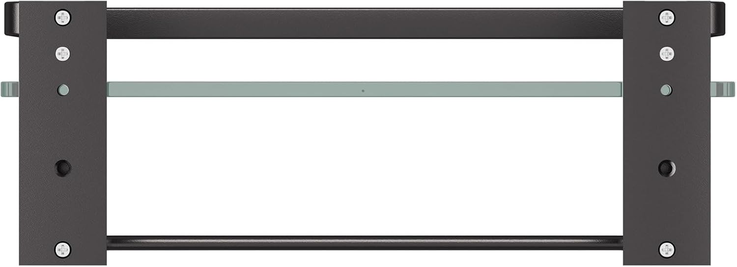 Danpoo Bathroom Wall Shelf with Towel Bar, Clear Tempered Glass, Hand Towel Holder (Matte Black)