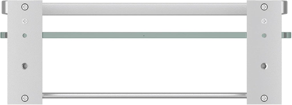 Danpoo Bathroom Wall Shelf with Towel Bar, Clear Tempered Glass, Hand Towel Holder (Matte Silver)