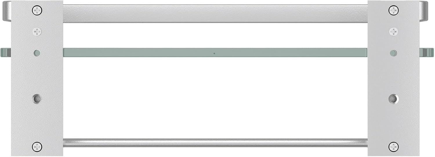 Danpoo Bathroom Wall Shelf with Towel Bar, Clear Tempered Glass, Hand Towel Holder (Matte Silver)