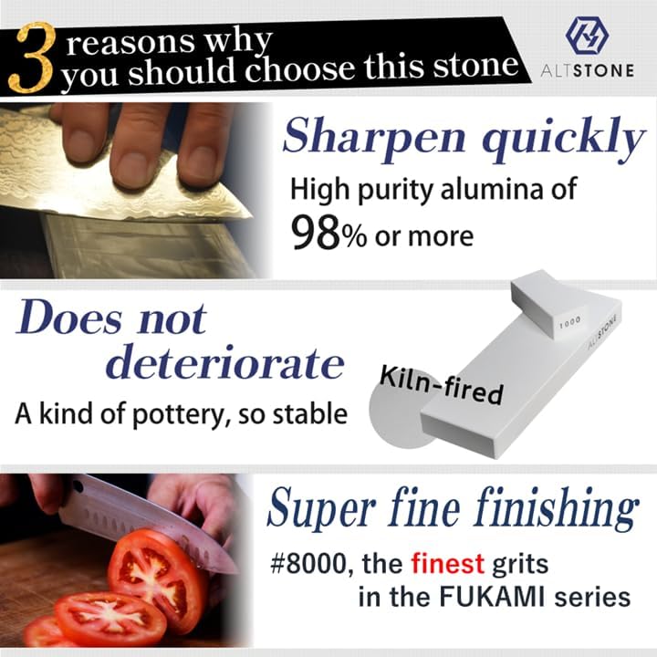 Whetstone Sharpening stone Fine 3000 and Super finishing 8000 w/Nagura, 7.1" x 2.4" x 0.8" (Pro Power. Perfectly Compact for home use), Made in Japan (#3000/#8000)