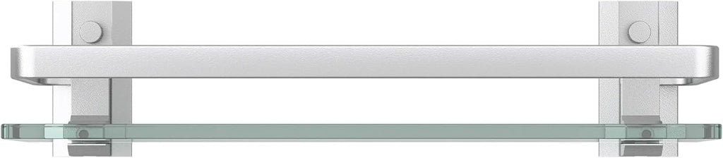 Danpoo Clear Tempered Glass Wall Shelf, Wall-Mounted Organizer for Bathroom, Kitchen(Matte Silver)