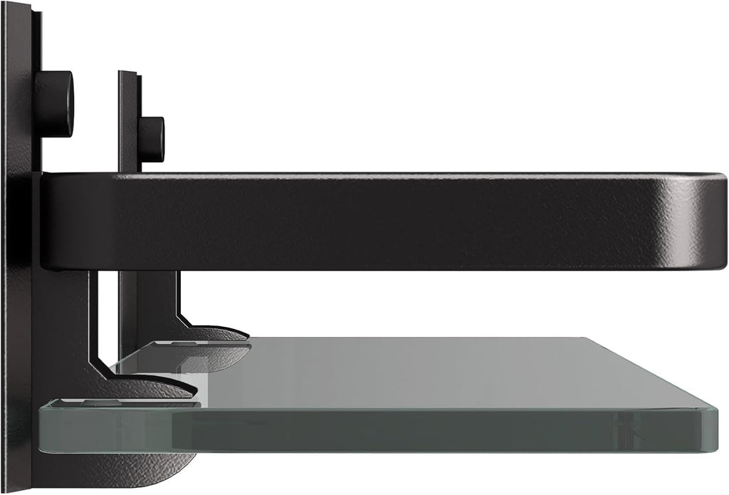 Danpoo Clear Tempered Glass Wall Shelf, Wall-Mounted Organizer for Bathroom, Kitchen(Matte Black)