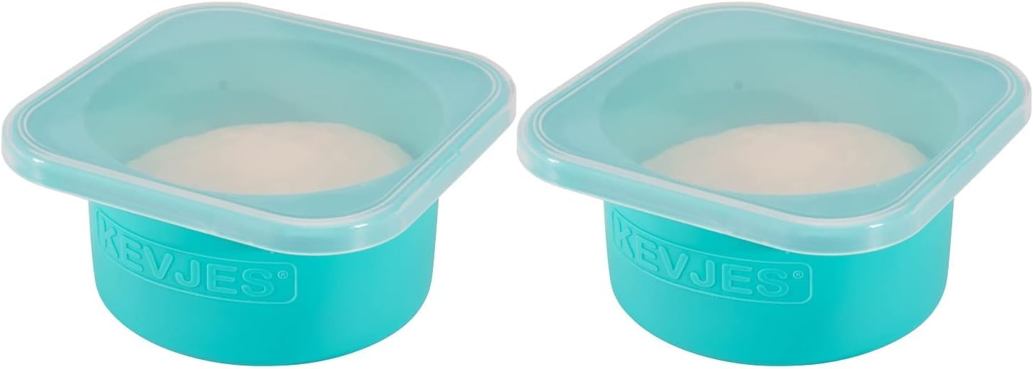 Stackable Silicone Artisan Pizza Dough Proofing Box Proving Containers with Lids pizza making accessories-2 pack-500ml portion (Blue)