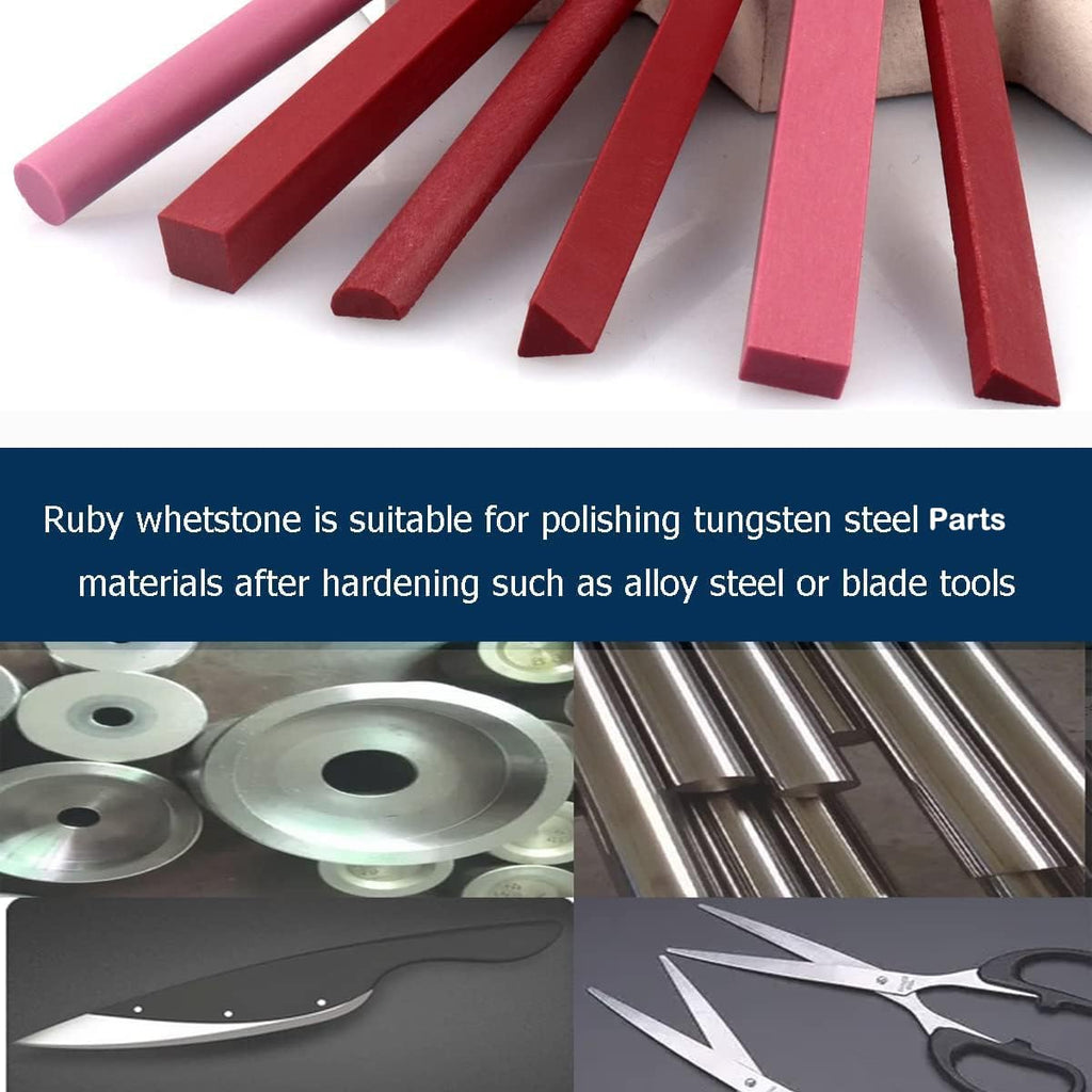 Sharpening Stone Set, 6pcs 3000# Ruby Whetstone Kit Small Fine Polishing Sharpener Stone for Sharpen Chisel Gouge,Knife and Bladed Cutting Tools, Variety of Shapes[Length:100mm(3.94Inch)]