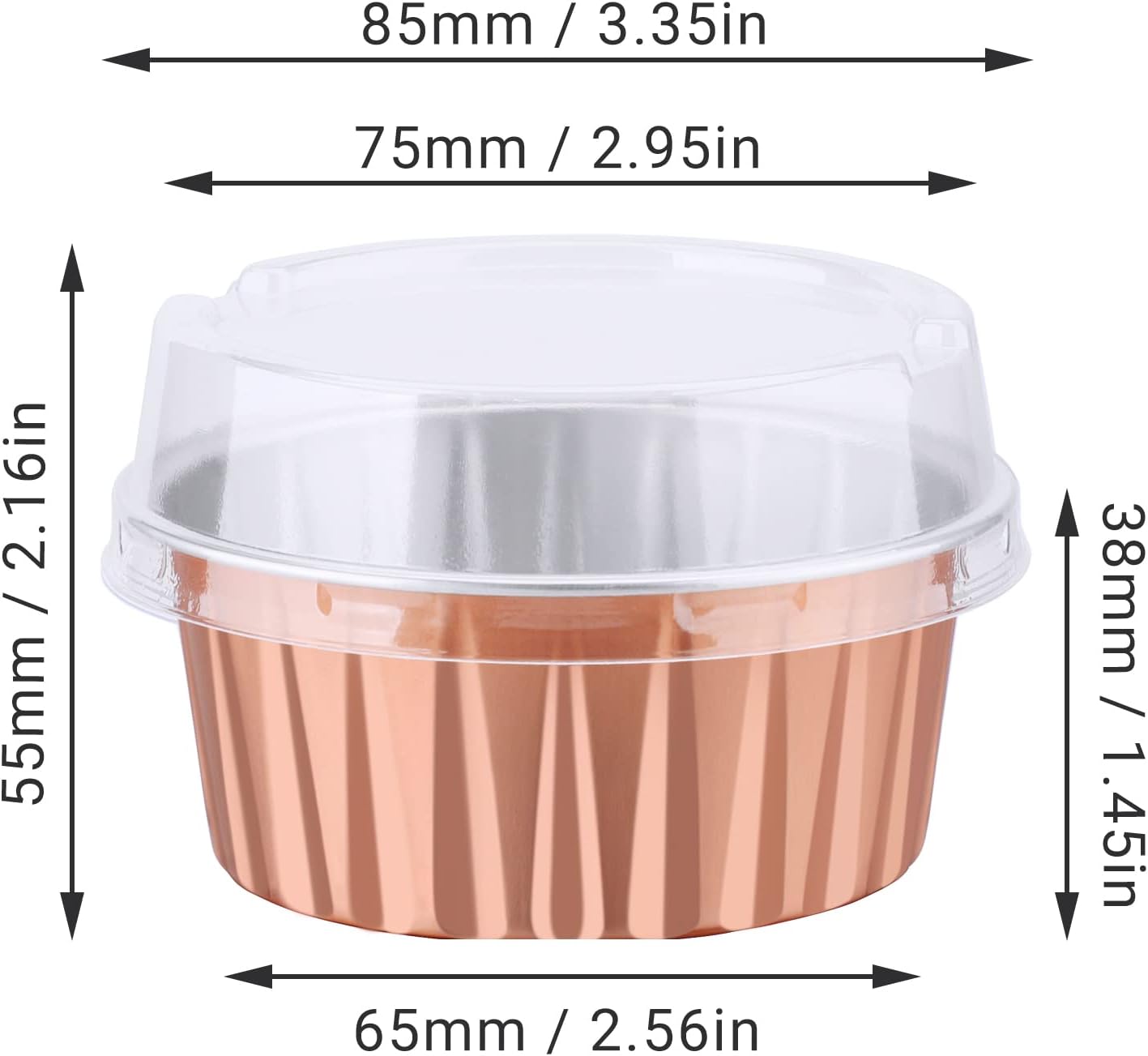 EUSOAR Baking Cups Aluminum Foil, 5oz Pack of 30 Blue Red Rose Gold Cupcake Cups with Lids, 125ml Pie Ramekins, Desserts Flans, Custard Cake Pudding Cups, Catering Party Favor