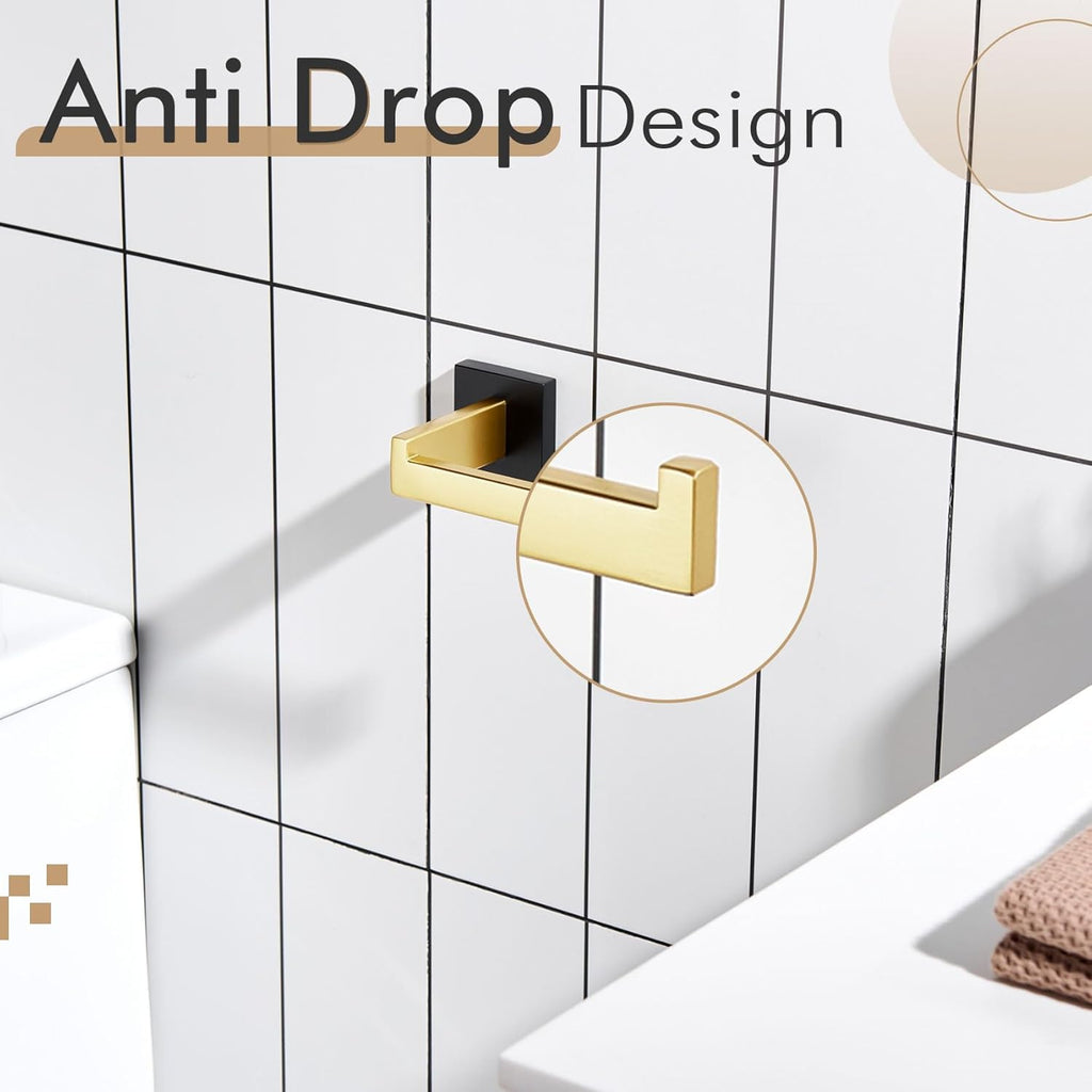 KOKOSIRI Toilet Paper Holders Wall Mounted Toilet Roll Holder for Bathrooms Hardware Washroom T-304 Stainless Steel, Matte Black and Gold B2003GDK