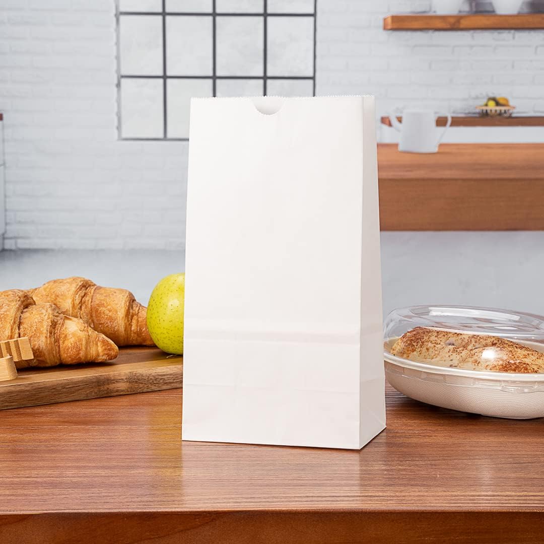 Restaurantware Bag Tek 4lb Paper Bags 100 Disposable Lunch Bags - Small For Lunches Sandwiches And Snacks White Paper Kraft Paper Bags For Shopping Party Favors Or Gifts