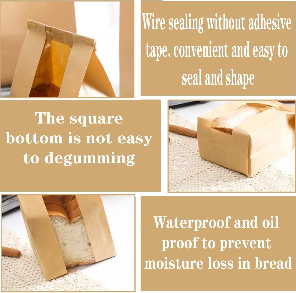 30 Pack Small Bread Bags Paper Sandwich Fold Loaf Sourdough 11.8 x 4.7 x 3.5-inch Kraft Packaging Storage Bags for Homemade Bread Cookie Treat