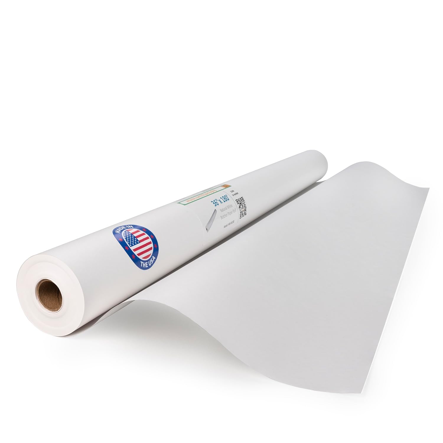 White Butcher Paper 36" x 2160" (180 feet) - USA-Made Natural Butcher Paper Roll for Meat and Fish - Uncoated, Unwaxed & Food-Grade Material for Smoker, Grilling & BBQ by IDL Packaging