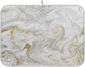White Grey Gold Marble Fluid Dish Drying Mat for Kitchen Counter Absorbent Microfiber Drying Pad, Large 18x24 in, Reversible Drainer Mats