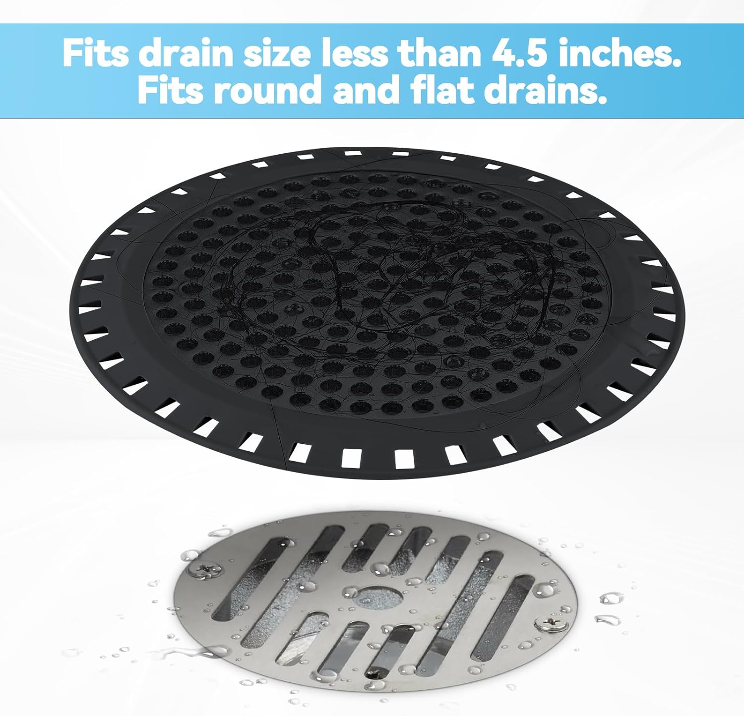 Shower Drain Hair Catcher,Aluvor Shower Drain Cover Bathtub Drain Strainers Weighted Metal Hair Trap Stopper Sink Drain Protector Filter Bathroom Flat Strainer Stopper