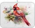 Cute Cardinal Christmas Dish Drying Mat for Kitchen Counter Absorbent Microfiber Drying Pad, Medium 16x18 in, Reversible Drainer Mats