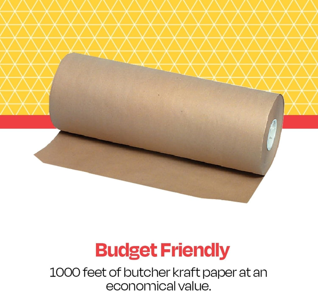 School Smart Butcher Kraft Paper Roll, 40 lb, 24 Inches x 1000 Feet, Brown