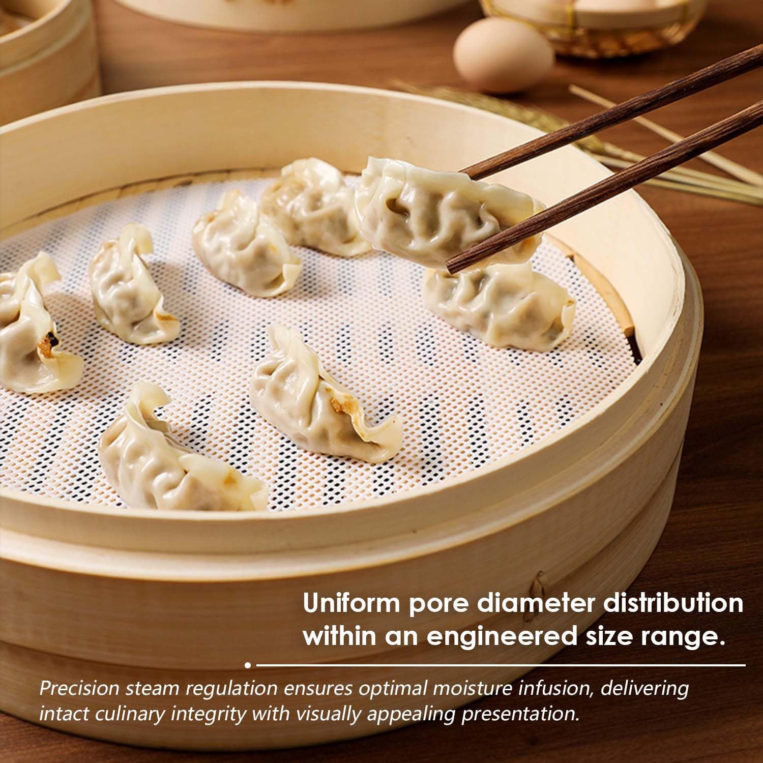 Bamboo Steamer Silicone Liners 10-Inch 6Pcs, BPA Free, Reusable & Non Stick for Food Steamer, Air Fryer, Steaming Dumpling Dim Sum Vegetable, Round Mesh Parchment Baking Sheet Paper