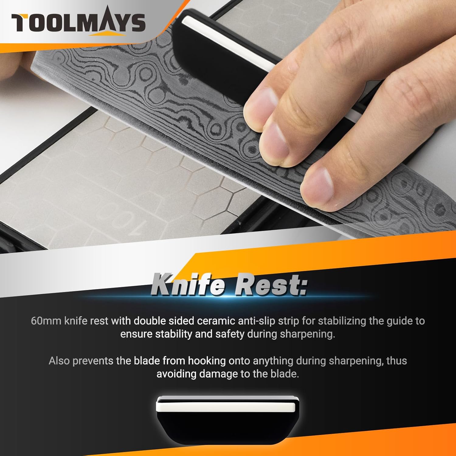 Sharpening Stone Double-Sided Grit 400/1000, Diamond Honeycomb Surface Plate, Knife Sharpener Stone with Angle Guide and Non-Slip Base for Outdoor Kitchen Sharpen Tools