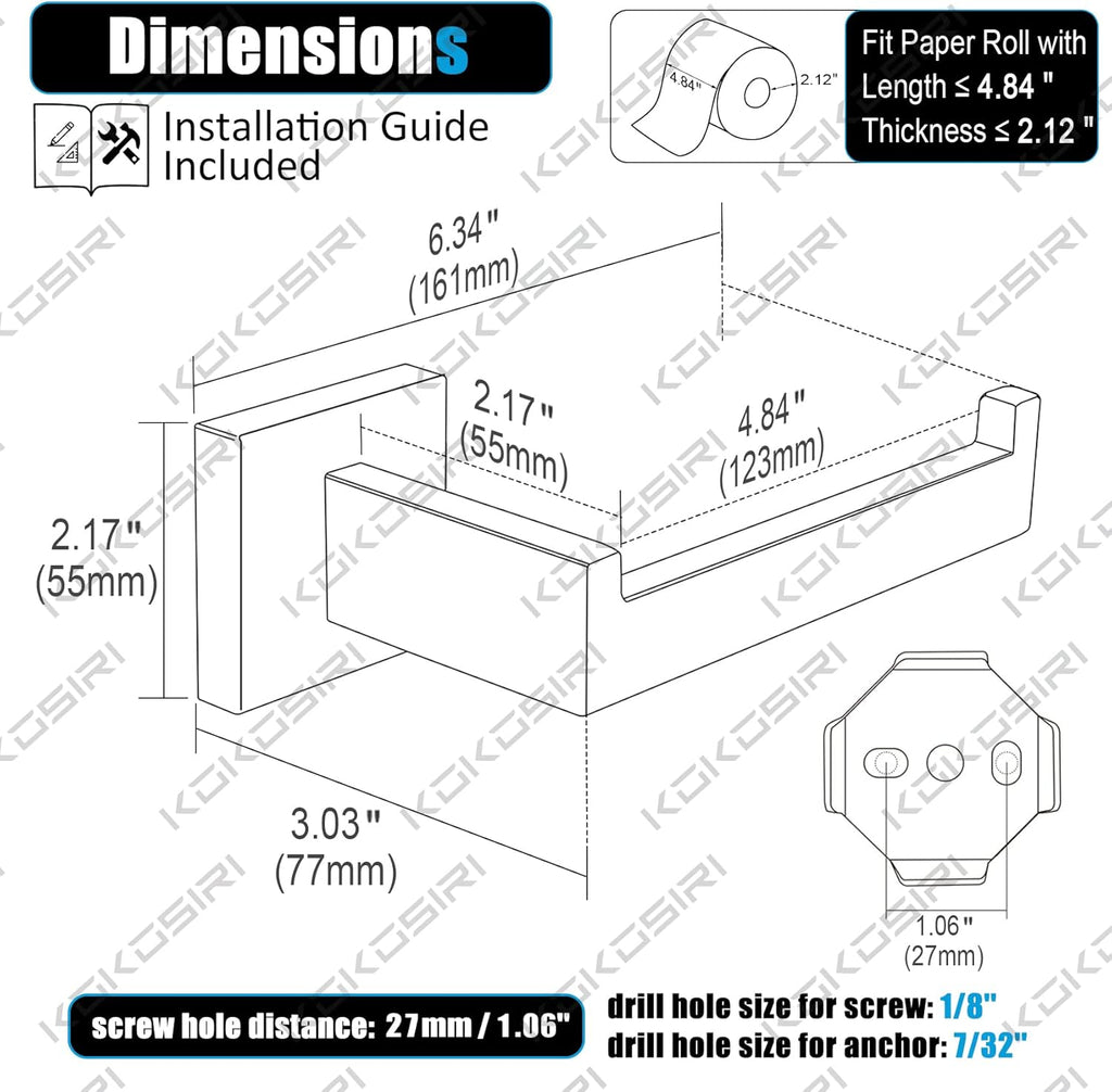 KOKOSIRI Gold Toilet Paper Holder Toilet Roll Holder for Bathroom Kitchen Washroom T-304 Stainless Steel Wall Mounted, Gold Finish, B2003BG