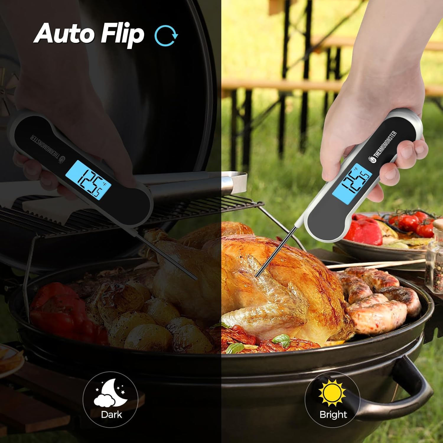 0.5 Sec Instant Read Meat Thermometer Digital with ±0.5℉ Precision, Food Thermometer for Cooking Kitchen Gadgets, Oven Grill Candy BBQ Essentials Accessories, Gifts for Him Dad Men Birthday, White