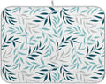 Blue Grey Olive Leaves Dish Drying Mat for Kitchen Counter Absorbent Microfiber Drying Pad, Medium 16x18 in, Reversible Drainer Mats