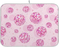 Disco Balls Pink Dish Drying Mat for Kitchen Counter Absorbent Microfiber Drying Pad, Large 18x24 in, Reversible Drainer Mats