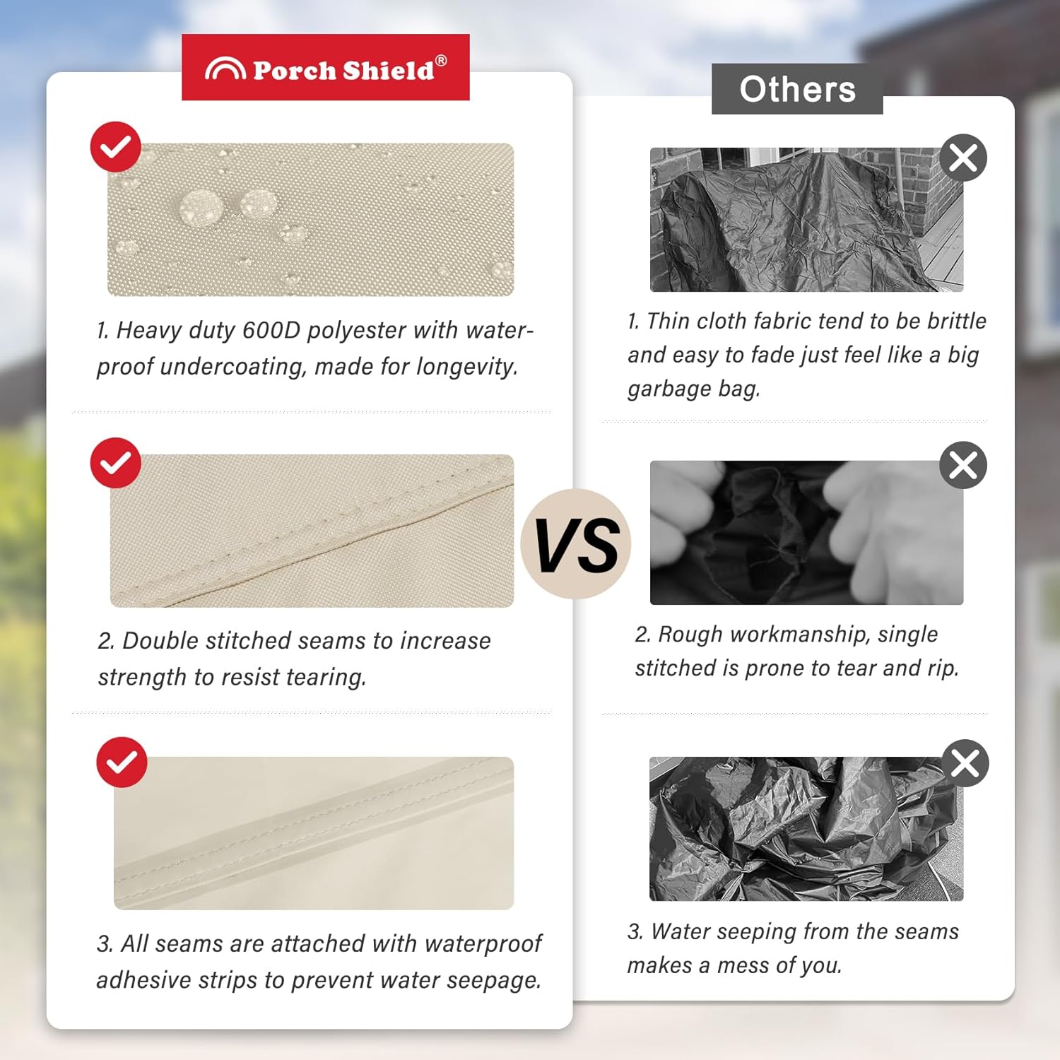 Porch Shield 40 Inch Electric Smoker Cover for Masterbuilt Smoker, Waterproof Heavy Duty Outdoor Smoker Grill Covers 24W x 18D x 40H inch, Beige