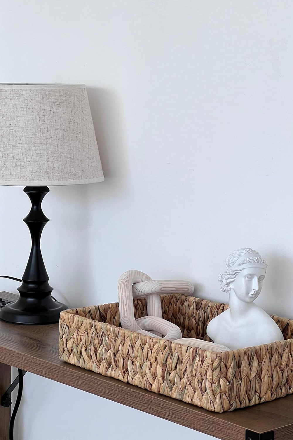 StorageWorks Large Water Hyacinth Tray for Bathroom, Wicker Storage Basket for Shelves, Handwoven Natural Hyacinth Baskets for Organizing, 2-Pack