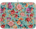 Colorful Flower Leaves Dish Drying Mat for Kitchen Counter Absorbent Microfiber Drying Pad, Medium 16x18 in, Reversible Drainer Mats