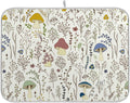Cute Mushroom Wild Plant Dish Drying Mat for Kitchen Counter Absorbent Microfiber Drying Pad, Large 18x24 in, Reversible Drainer Mats
