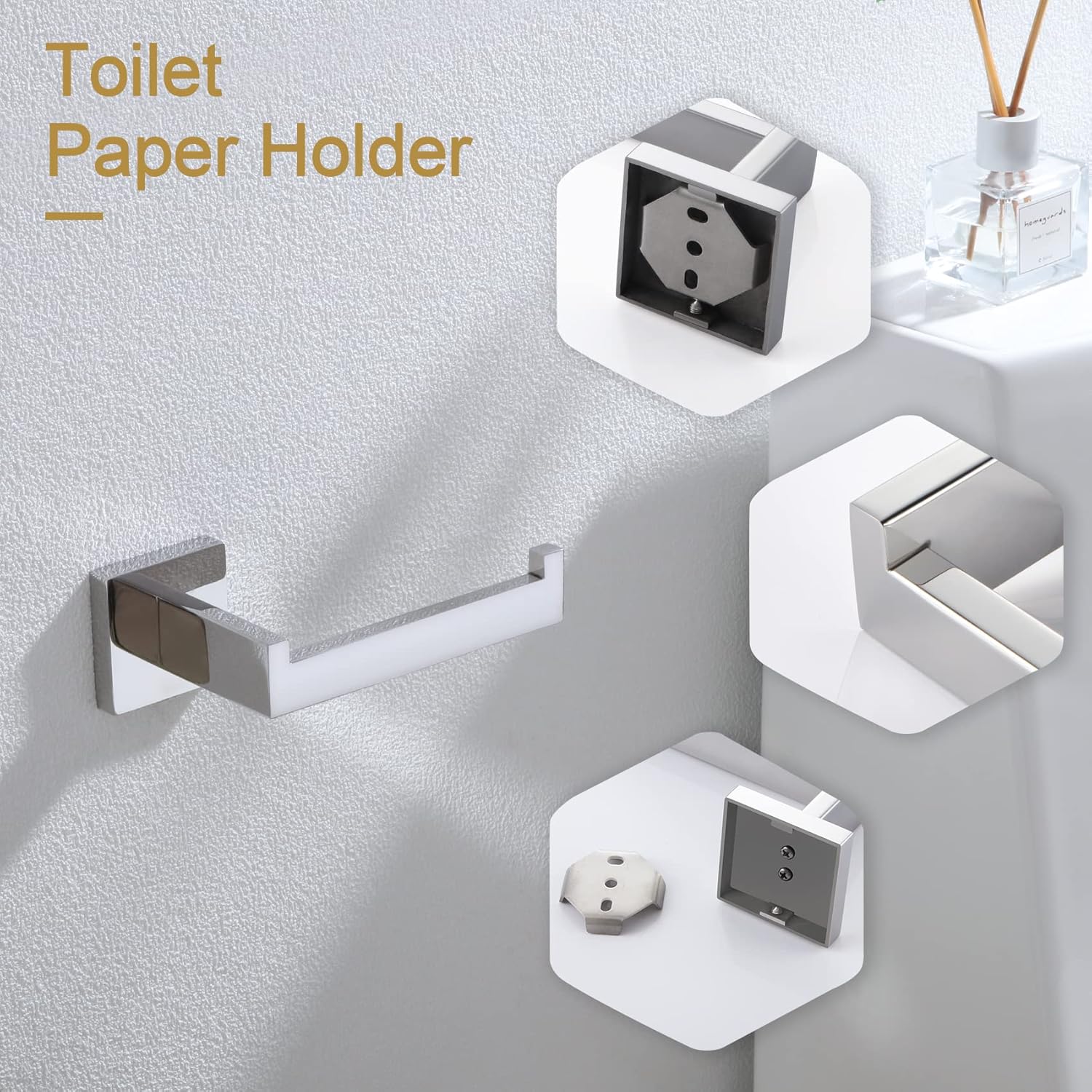 KOKOSIRI Toilet Paper Holder Chrome Toilet Roll Holder for Bathroom Kitchen Washroom T-304 Polished Stainless Steel Wall Mounted, 2 Pack, B2003CH-P2