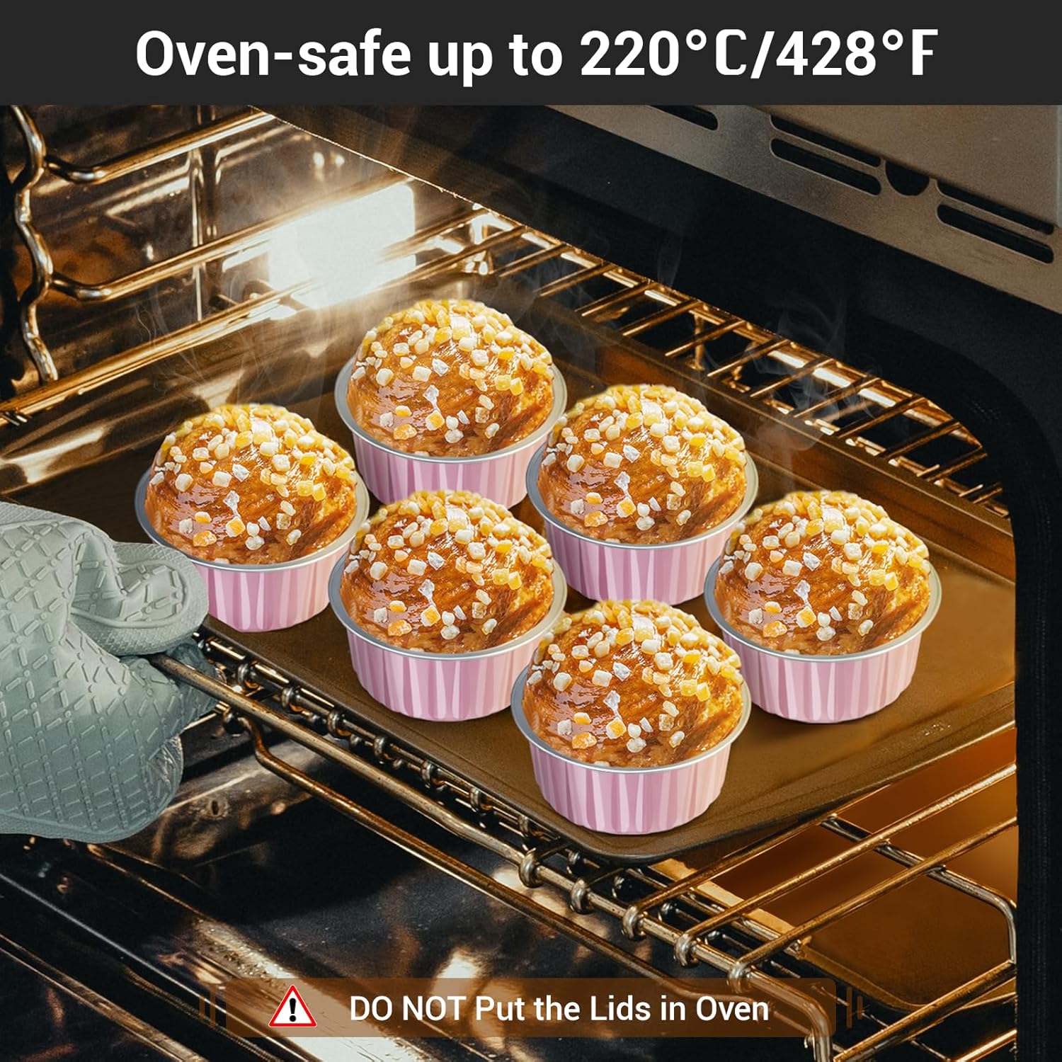 EUSOAR Disposable Foil Ramekins with Lids, 30pcs 5oz 125ml Aluminum Foil Muffin Liners Cupcake Baking Cups, Mini Pie Pans, Disposable Foil Baking Cups Containers for Creme Brulee or Cupcake