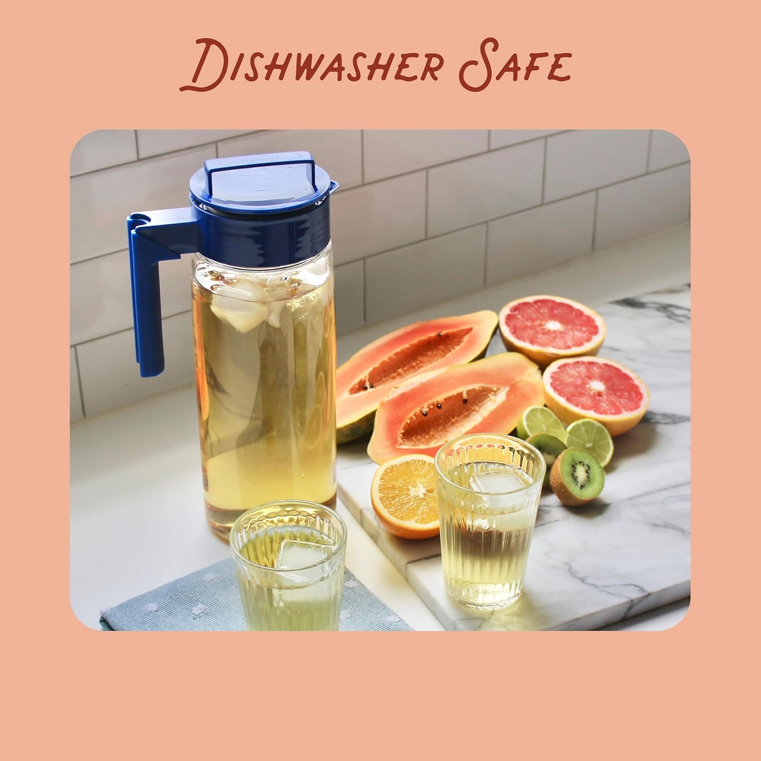 Takeya Flash Chill Iced Tea Maker - Airtight & Durable Iced Tea Maker Jug with Silicone Carry Handle - Leak-Proof & Lightweight Tea Infuser with Patented Flash Chill Technology - 1 Quart, Avocado